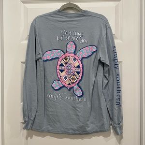 Simply Southern- Light Blue Long Sleeve Tshirt- Size Medium